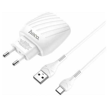 Сетевое зарядное устройство Hoco C78A Max energy + кабель Type-C, белый