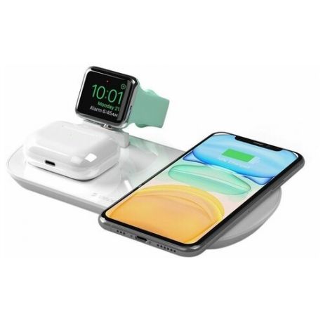 Беспроводное зарядное устройство для iPhone, Apple Watch, Airpods,Deppa 3в1,17,5 Вт