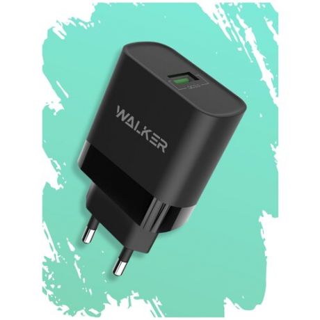 Сетевая зарядка для телефона WALKER WH-35, 2.4 A, 15W, быстрый заряд, черная / зарядное устройство для телефона адаптер универсальный блок питания