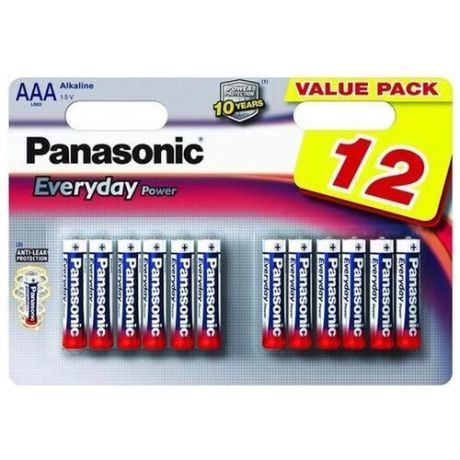 Батарейки Panasonic LR03REE/12BW AAA щелочные Everyday Power multi pack в блистере 12шт