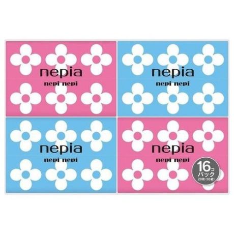 Бумажные двухслойные носовые платки "Nepi Nepi", 10 штук в упаковке (упаковка 16 штук)
