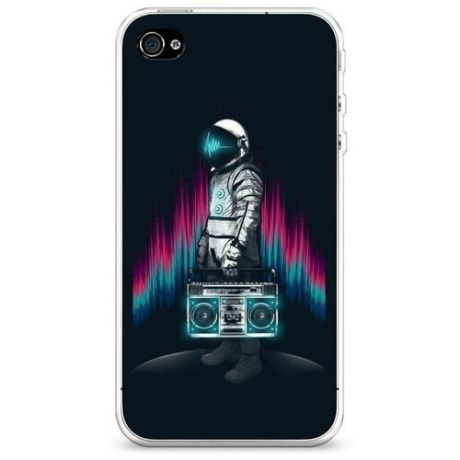 Силиконовый чехол "Космонавт с пылесосом" на Apple iPhone 4/4S / Айфон 4/4S
