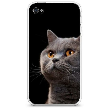 Силиконовый чехол "Кот показывает палец" на Apple iPhone 4/4S / Айфон 4/4S