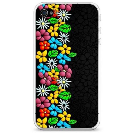 Силиконовый чехол "Гипсовые цветы" на Apple iPhone 4/4S / Айфон 4/4S