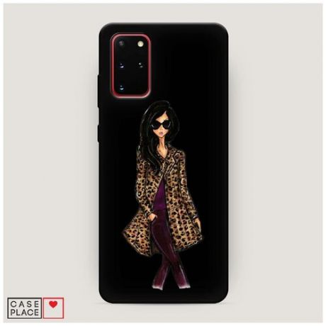 Чехол силиконовый Матовый Samsung Galaxy S20 Plus Девушка в леопардовой шубе