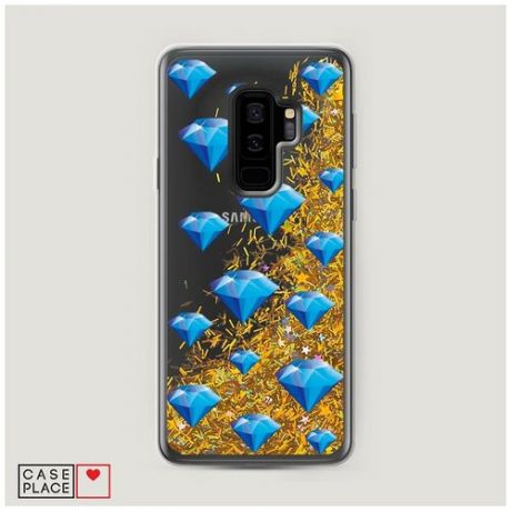 Чехол Жидкий с блестками Samsung Galaxy S9 Plus Дождь из алмазов