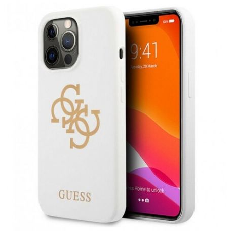Чехол CG Mobile Guess Liquid silicone 4G Big logo Hard для iPhone 13 Pro Max, цвет Белый (GUHCP13XLS4GGWH)