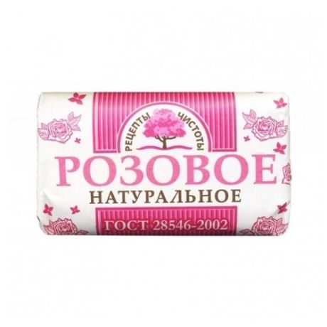Рецепты чистоты Мыло кусковое Розовое Натуральное, 180 г