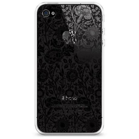 Силиконовый чехол "Черный кружевной узор 2" на Apple iPhone 4/4S / Айфон 4/4S