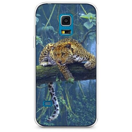 Силиконовый чехол "Леопард охотник" на Samsung Galaxy S5 mini / Самсунг Галакси С 5 Мини