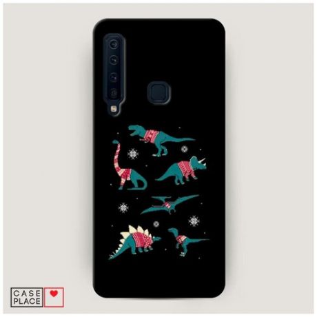 Чехол Пластиковый Samsung Galaxy A9 2018 Динозавры в свитерах