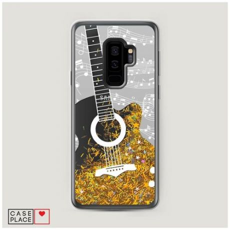 Чехол Жидкий с блестками Samsung Galaxy S9 Plus Прозрачная гитара