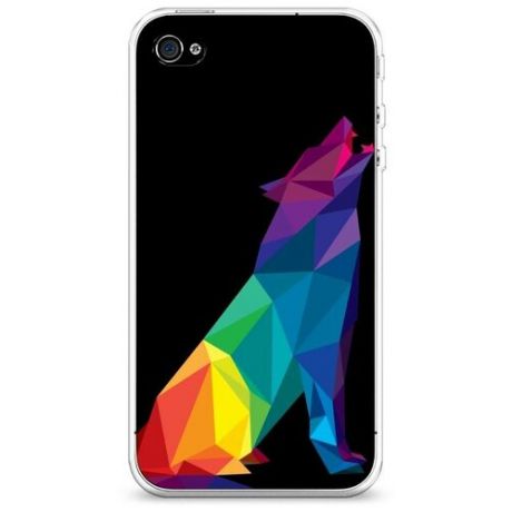 Силиконовый чехол "Волк 2" на Apple iPhone 4/4S / Айфон 4/4S