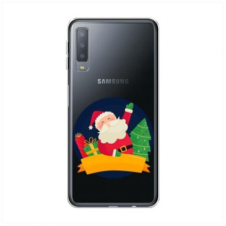 Силиконовый чехол "Дед Мороз несет подарки" на Samsung Galaxy A7 2018 / Самсунг Галакси А7 2018