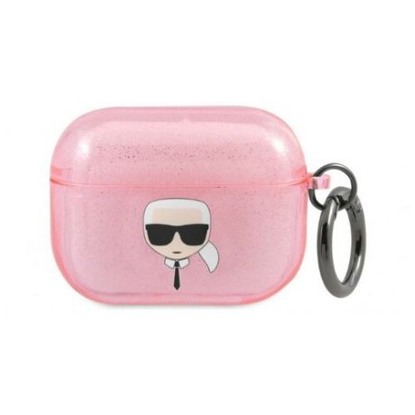 Чехол CG Mobile Karl Lagerfeld TPU Glitters with ring Karl Transparent для AirPods Pro, цвет Розовый (KLAPUKHGP)