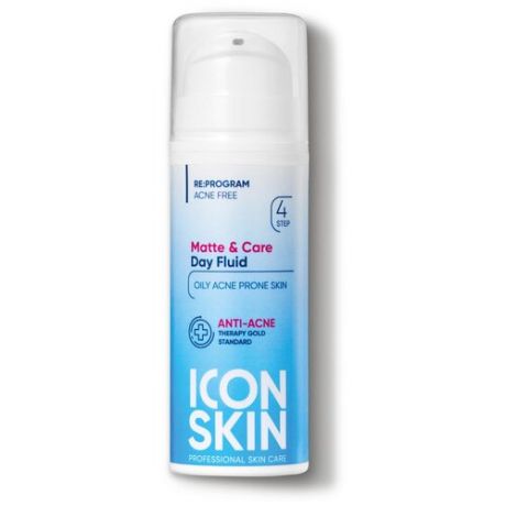 ICON SKIN / Дневной крем-флюид матирующий для жирной кожи c эффектом пудры. 8 часов матирования. Проф. уход
