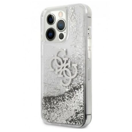 Чехол CG Mobile Guess Liquid Glitter 4G Big logo Hard для iPhone 13 Pro, цвет Серебристый (GUHCP13LLG4GSI)