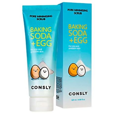 CONSLY Скраб для лица с содой и яичным белком. Baking soda&egg pore, 120 мл.
