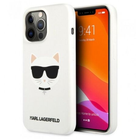 Чехол CG Mobile Karl Lagerfeld Liquid silicone Choupette Hard для iPhone 13 Pro Max, цвет Белый (KLHCP13XSLCHWH)