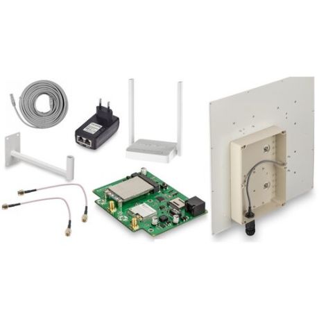 Панельная MiMo антенна KAA20-1700/2700 BOX 2*UFL с роутером Cat.6 POE-питание + кабель UTP 30 метров до 300Мбит/сек