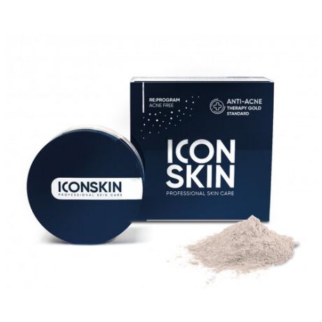 Icon Skin пудра для лица натуральная ночная минеральная матирующая для комбинированной и проблемной кожи Sebum lock overnight matt & care powder, 5 г