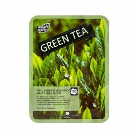 MAY ISLAND тканевая маска Real Essence Green Tea с экстрактом зелёного чая, 25 мл