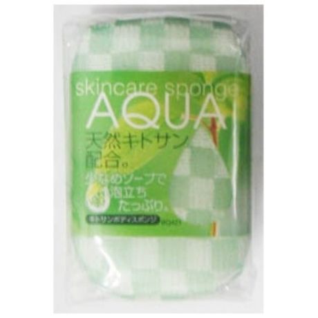 Мочалка-спонж AQUA с хитозаном зеленая BQ421, 8x14x5 см