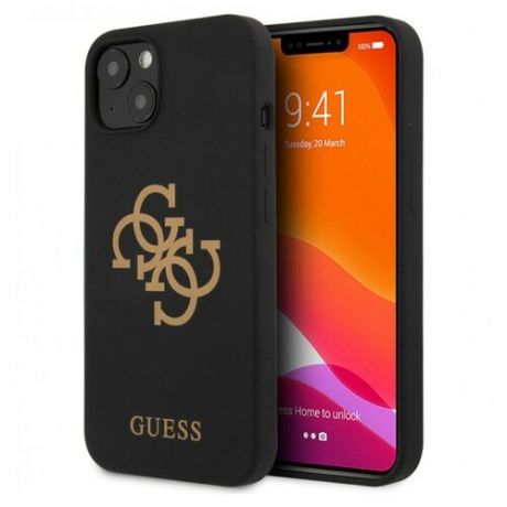 Чехол CG Mobile Guess Liquid silicone 4G Big logo Hard для iPhone 13 Mini, цвет Черный (GUHCP13SLS4GGBK)