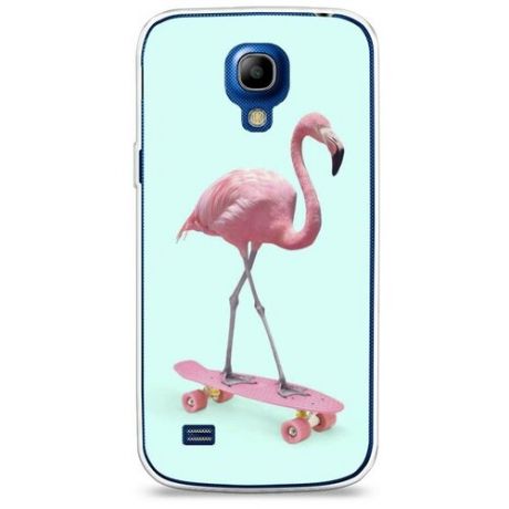 Силиконовый чехол "Фламинго на скейте" на Samsung Galaxy S4 mini / Самсунг Галакси С 4 Мини