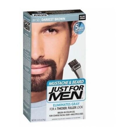 Just for men - краска для бороды Darkest brown m50 в комплекте с кисточкой