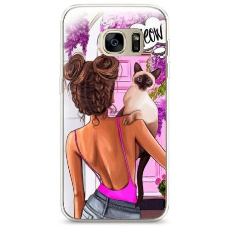 Силиконовый чехол "Девушка в розовой юбке" на Samsung Galaxy S7 edge / Самсунг Галакси С 7 Эдж
