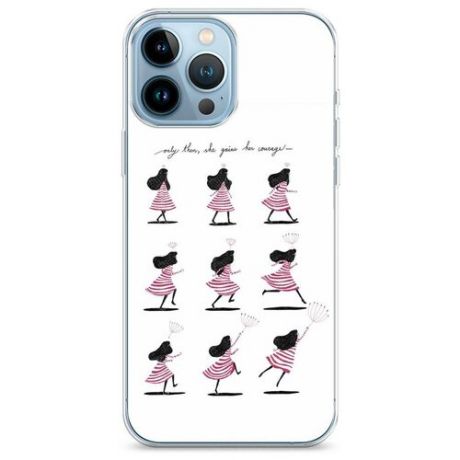 Силиконовый чехол "Девочка иллюстрация" на Apple iPhone 13 Pro Max / Айфон 13 Про Макс