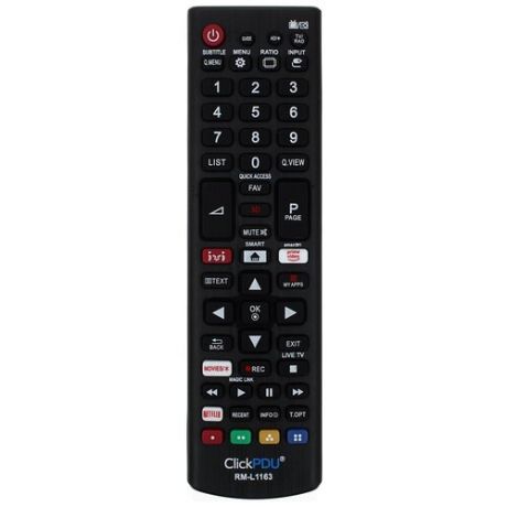 Пульт ДУ ClickPDU RM-L1163 для LG 3D TV LCD (AKB75095312) IVI, черный