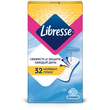 Ежедневные прокладки Libresse Dailyfresh Plus Normal, 32 шт.