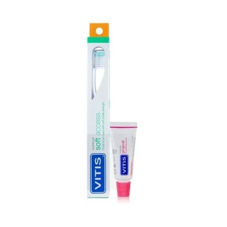 DENTAID, Зубная щётка Vitis Soft/souple Access в твердой упаковке + Зубная паста Vitis Gingival 15 мл