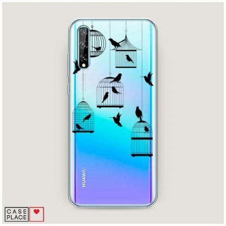 Силиконовый чехол "Клетка с птицами графика" на Huawei P Smart S / Хуавей П Смарт С