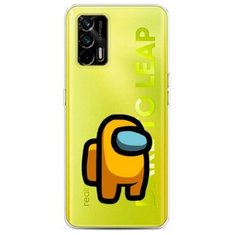 Силиконовый чехол "Желтый астронавт" на Realme и Oppo Realme Q3 Pro / Реалми Q3 Про