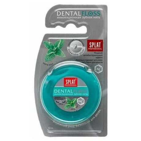Сплат Professional Dental Floss, ультратонкая зубная нить с волокнами серебра и мяты