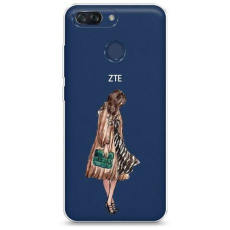 Силиконовый чехол "Девушка с зеленой сумкой" на ZTE ZTE Blade V9 Vita / ЗТЕ Блейд V9 Вита