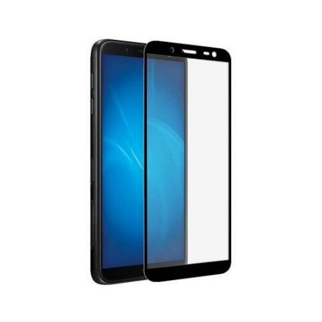 Закаленное стекло с цветной рамкой (fullscreen) для Samsung Galaxy J8 (2018) DF sColor-52 (black)