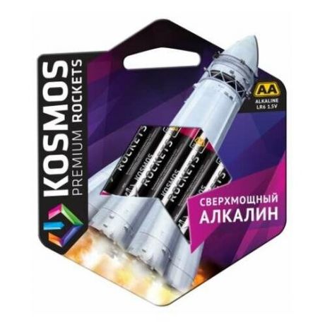 Элемент питания алкалиновый LR6 KOSMOS premium ROCKETS (блист. 4шт) Космос KOSLR6ROCKETS4BL ( 1упак. )