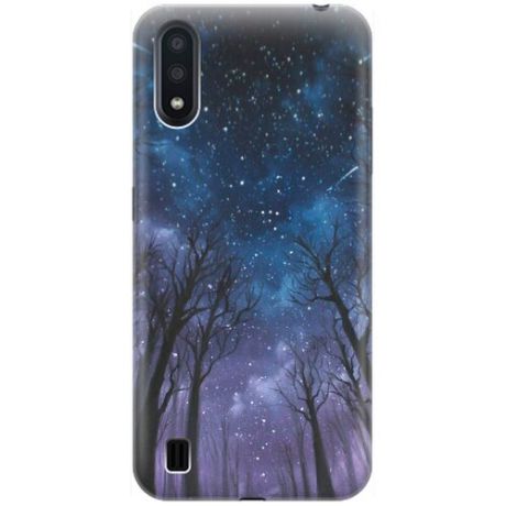 Ультратонкий силиконовый чехол-накладка для Samsung Galaxy A01 с принтом "Ночной лес"