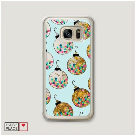 Чехол Жидкий с блестками Samsung Galaxy S6 edge Шарики с конфетти
