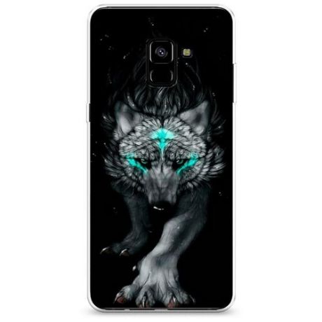 Силиконовый чехол "Волк холст" на Samsung Galaxy A8 + / Самсунг Галакси А8 Плюс 2018