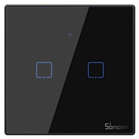Умный 2-клавишный настенный Wi-Fi выключатель SONOFF TX T3, T3EU2C, черный, Умный Дом