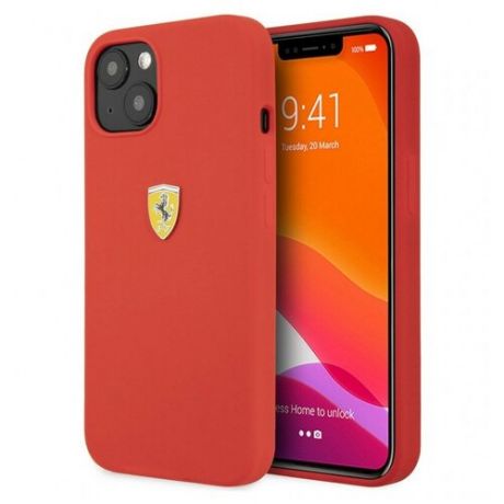 Чехол CG Mobile Ferrari Liquid silicone with metal logo Hard для iPhone 13, цвет Красный (FESSIHCP13MRE)