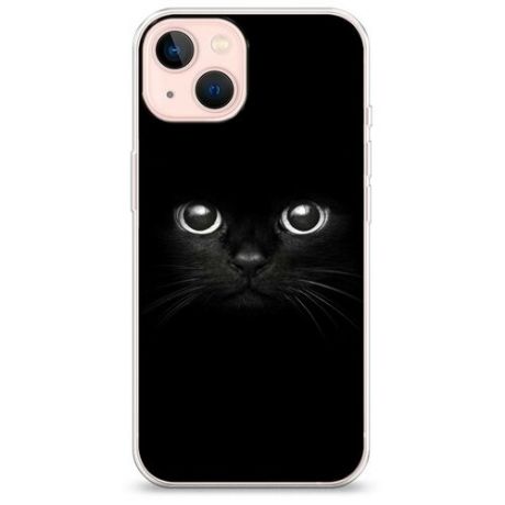 Силиконовый чехол "Графический черный кот" на Apple iPhone 13 / Айфон 13