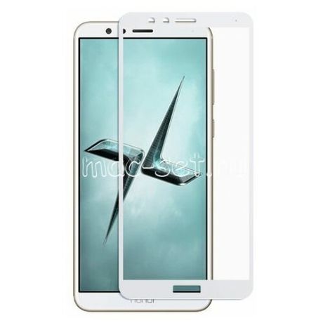Защитное стекло для Huawei Honor 7X на весь экран с белой рамкой