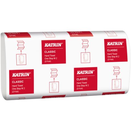 Katrin Classic One Stop M2 345256 - листовые бумажные полотенца, 2- слойные, белые размер листа 25*23,5; 144 листа в пачке, 21 пачка в коробке.