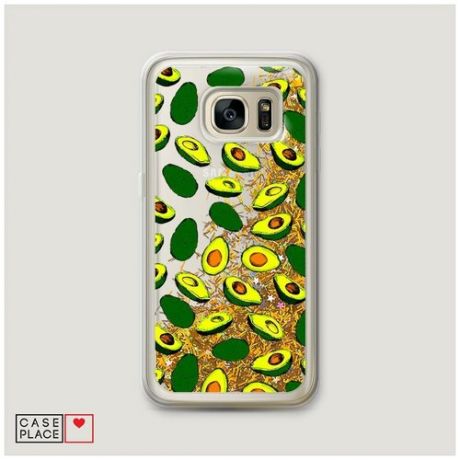 Чехол Жидкий с блестками Samsung Galaxy S6 edge Дождь из авокадо
